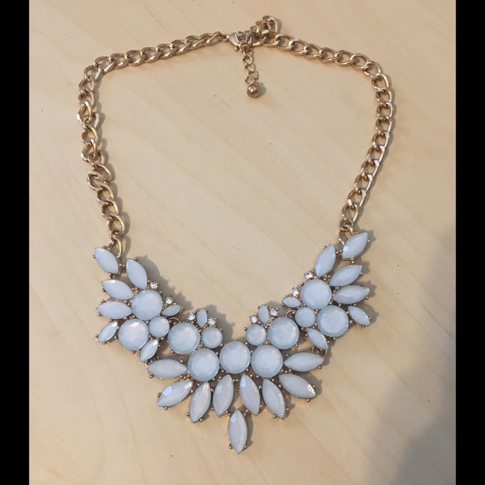 NWOT Light Blue and Gold Statement Necklace